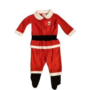 Vintage Terry Santa Claus Footed Suit w/ Embroidery Size XL